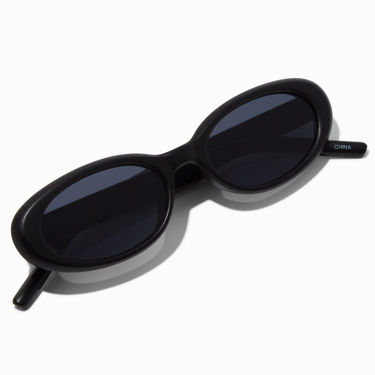 Lunettes de soleil ovales noir mat,