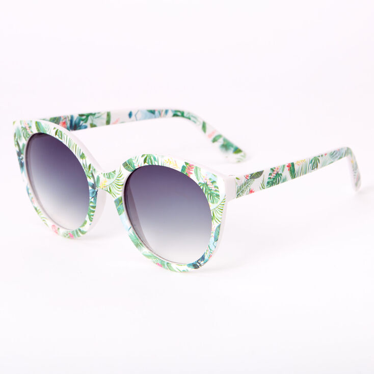 Claire's Lunettes de soleil rondes style mod motif feuille de palmier - Vert