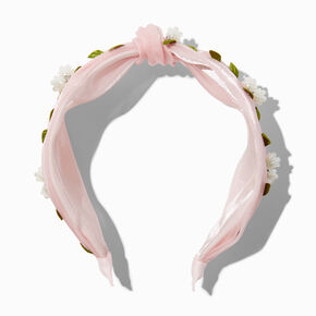 Blush Pink Vine &amp; Flower Dangle Knotted Headband,