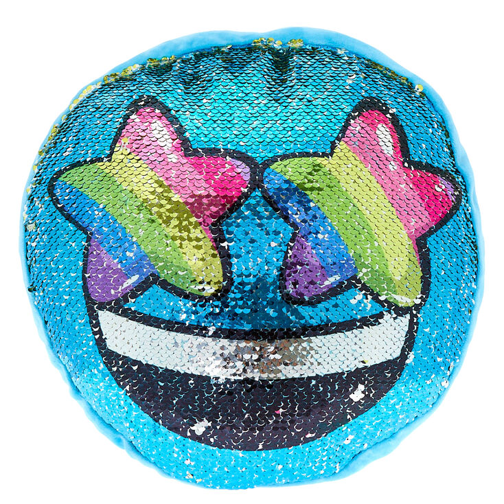 Reversible Sequin Rainbow Emoji Pillow Turquoise Claire S Us