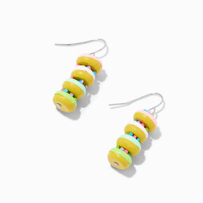 Silver 1&quot; Rainbow Donut Drop Earrings,