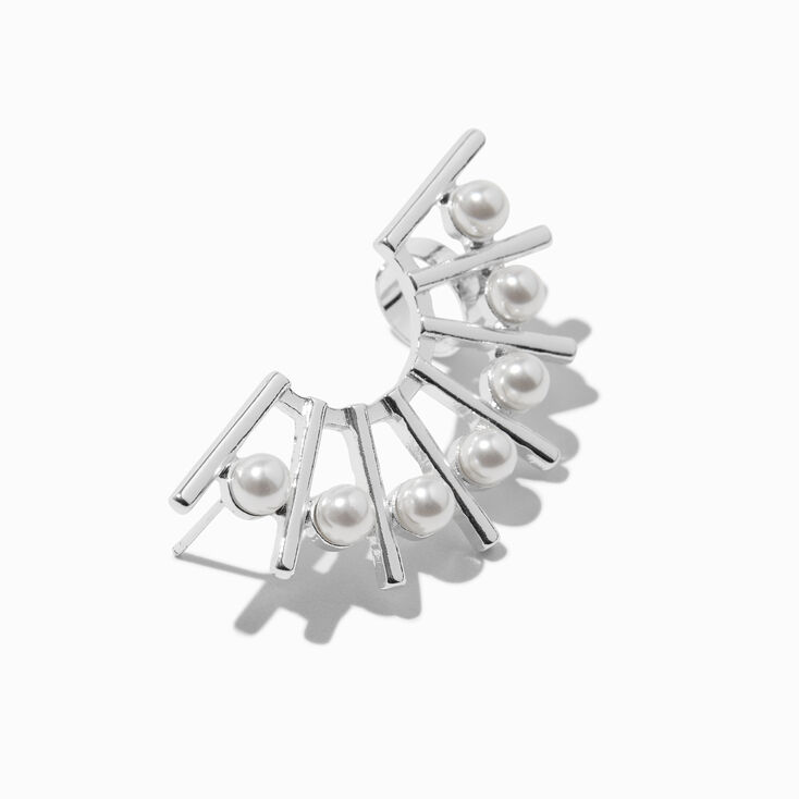 Silver-tone Faux Pearl Full Ear Cuff ,