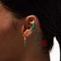 18K Gold Plated 1&quot; Rainbow Enamel Heart Linear Drop Earrings,