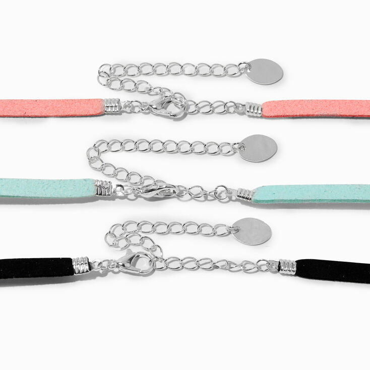 Best Friends Houndstooth Heart Choker Necklaces - 3 Pack ,