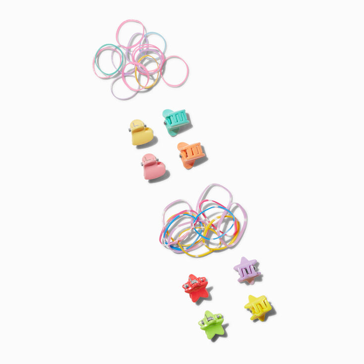 Claire&#39;s Club Heart Hair Ties &amp; Mini Claws Set,