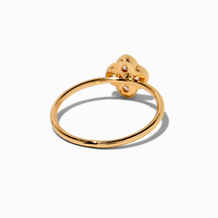Gold-tone Cubic Zirconia Clover Ring,
