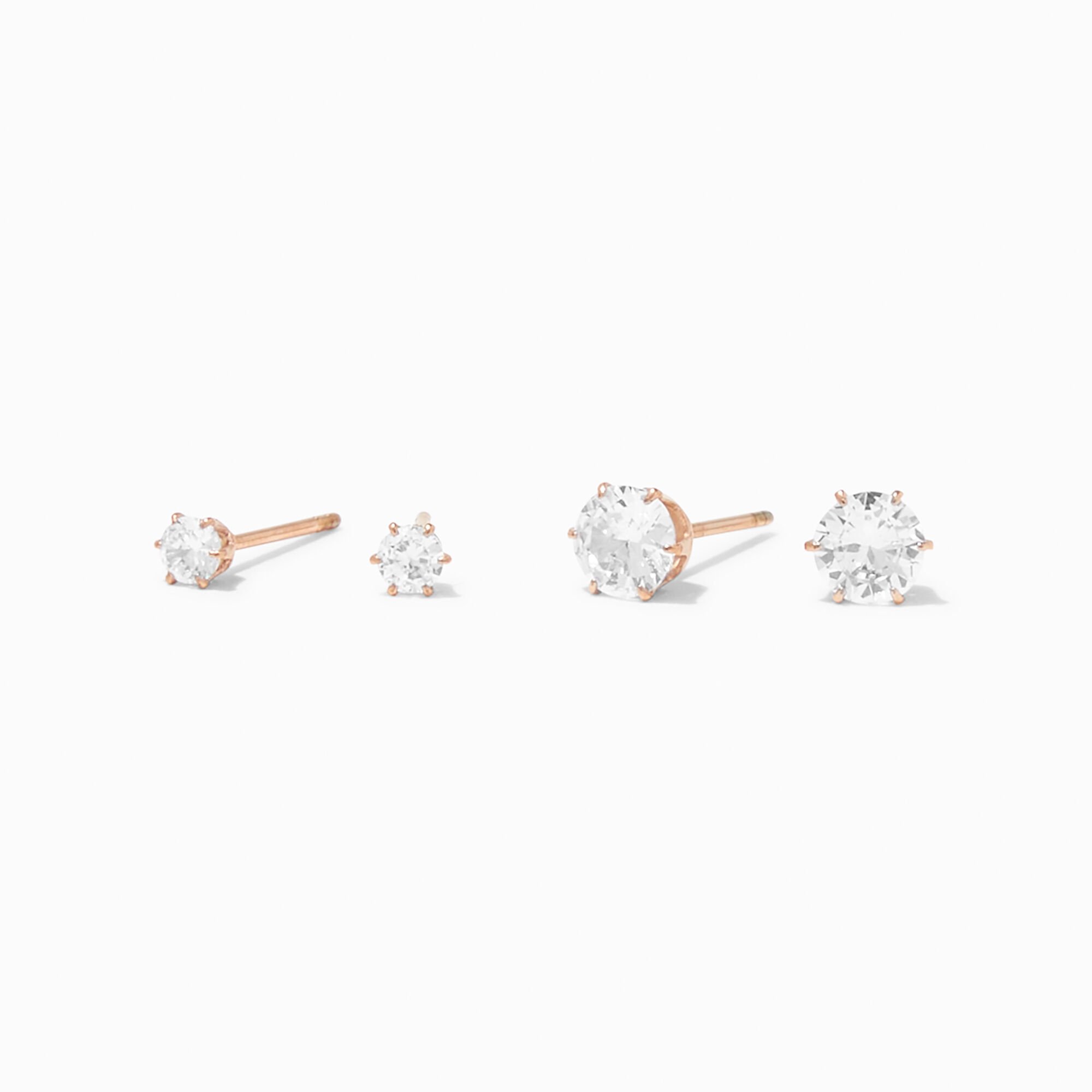 View C Luxe By Claires 18K Rose Plated Cubic Zirconia 3MM 5MM Stud Earrings 2 Pack Gold information