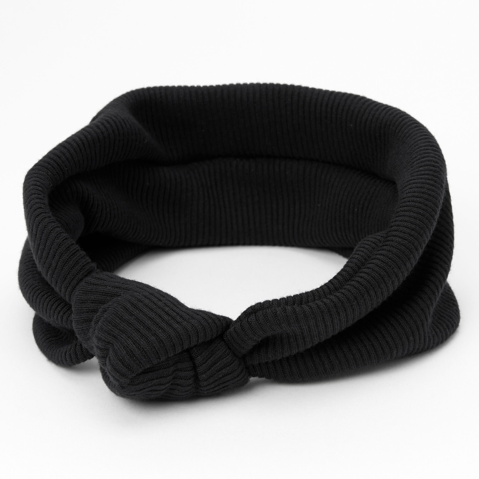 View Claires Ribbed Knotted Headwrap Black information