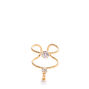 Double Banded Gold Pearl Charm Ring,