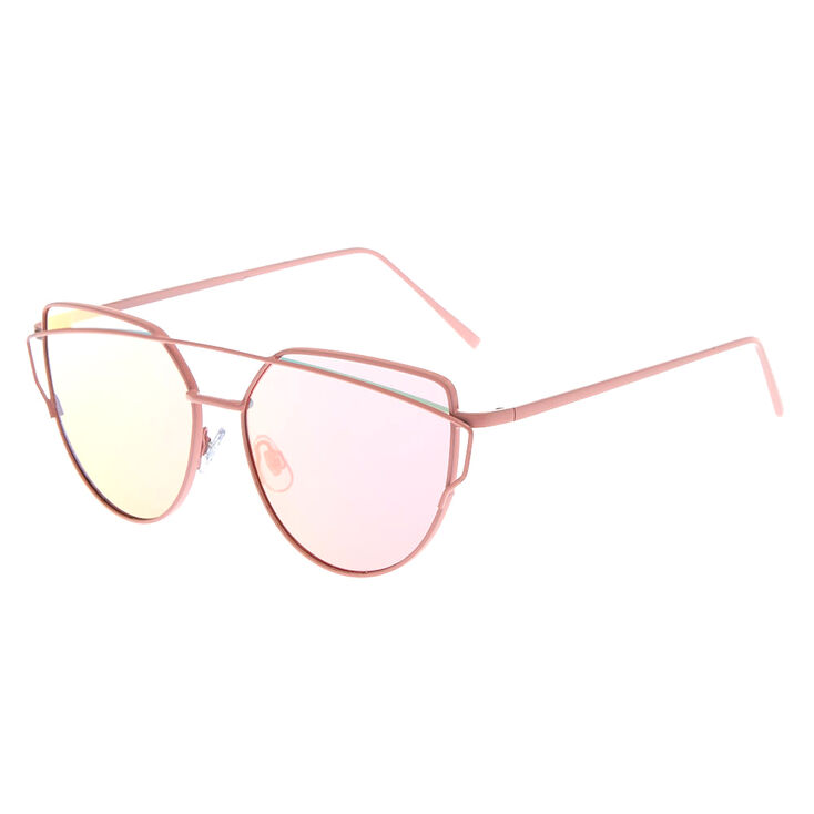 Mirrored Wing Cat Eye Sunglasses Pink Claire S