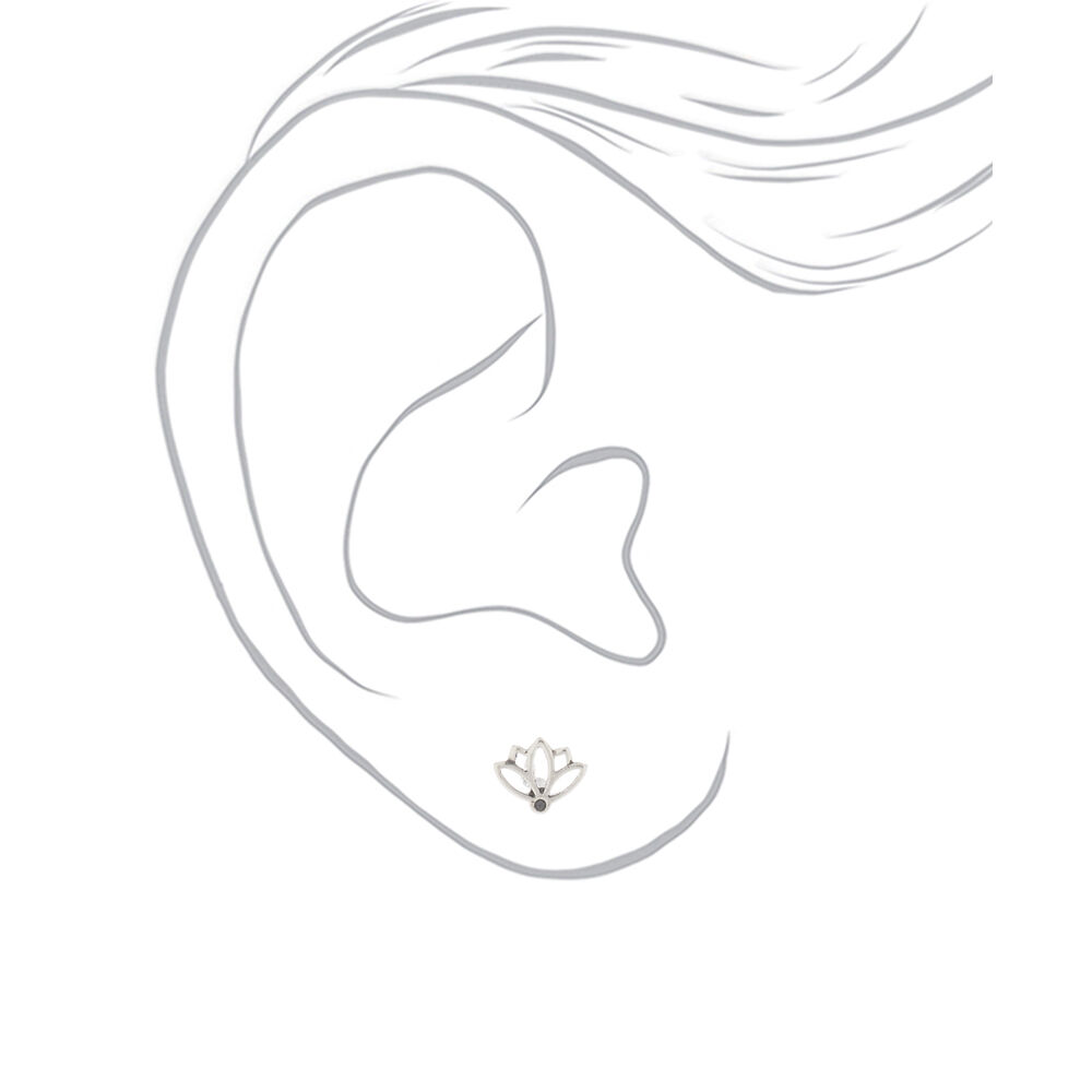 Clous d'oreille fleur de lotus en argent,