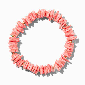 Coral Stacked Shell Stretch Bracelet,