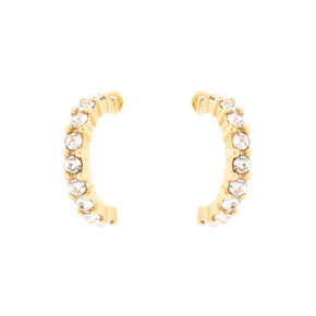 18kt Gold Plated Crystal Half Hoop Earrings,