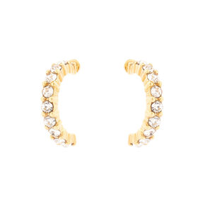 C LUXE by Claire&#39;s 18kt Gold Plated Crystal Half Hoop Earrings,