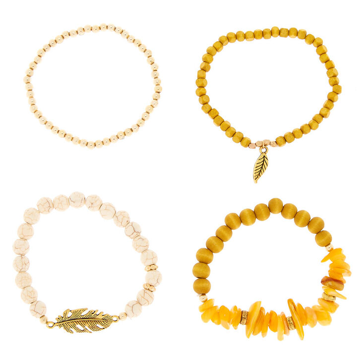 Desert Bead Stretch Bracelets - Yellow, 4 Pack,