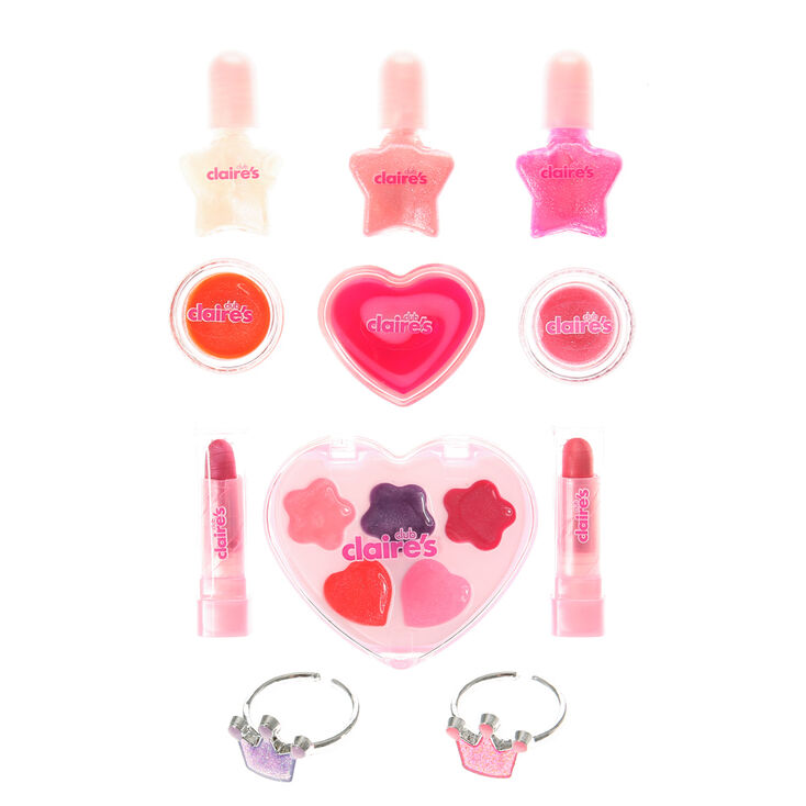 Claire&#39;s Club Shimmery Cosmetics &amp; Rings Set - Pink,