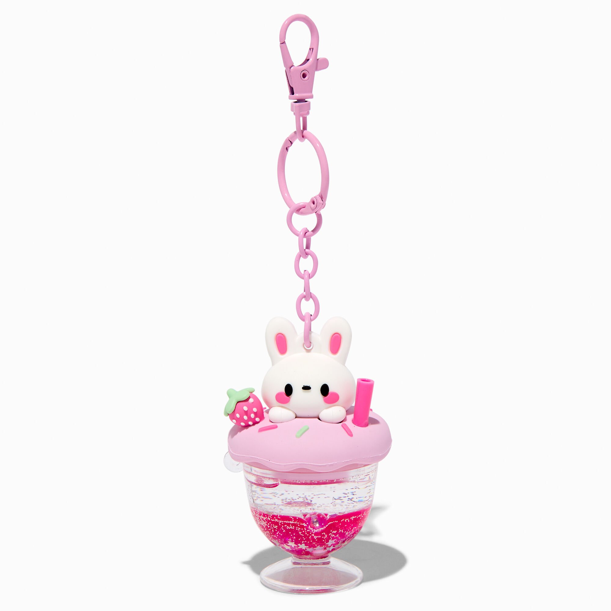 Porte-clés rempli d'eau lapin fraise,
