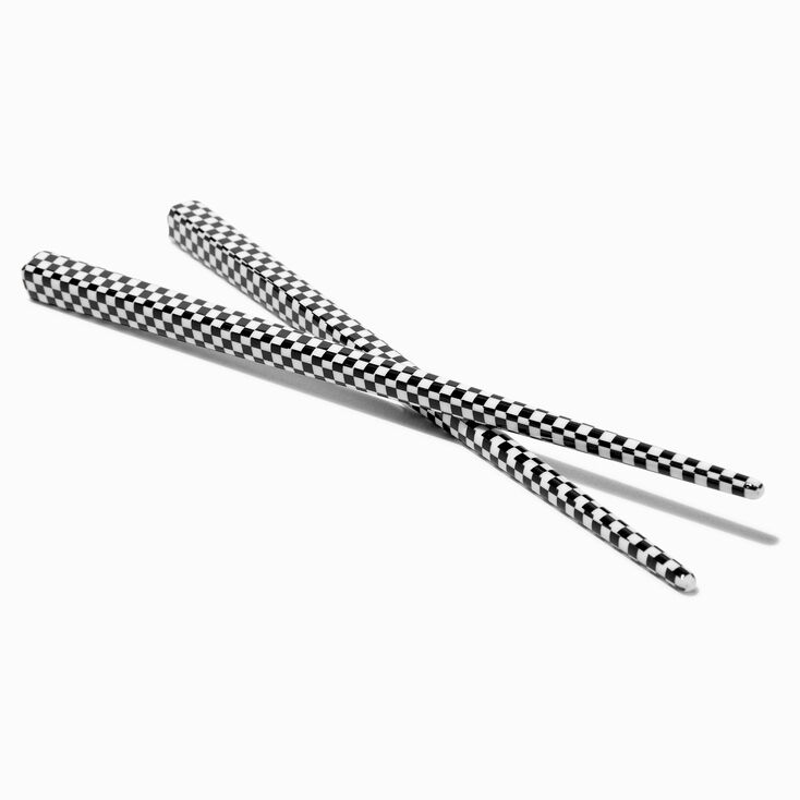 Black &amp; White Checkered Hair Sticks - 2 Pack,