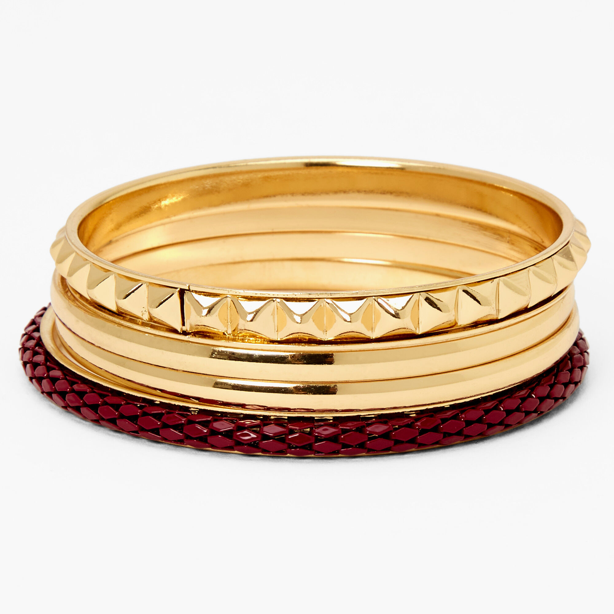 Gold Brown Textured Bangle Bracelets 4 Pack Claire s US