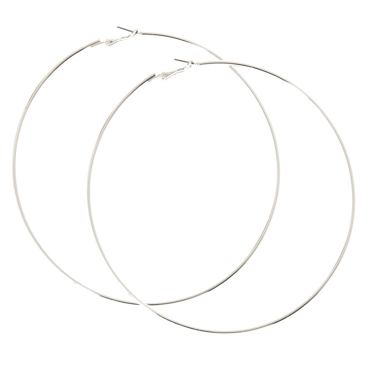 Silver 120MM Skinny Hoop Earrings,