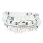 Howlite Bead Stretch Bracelets - White, 4 Pack,