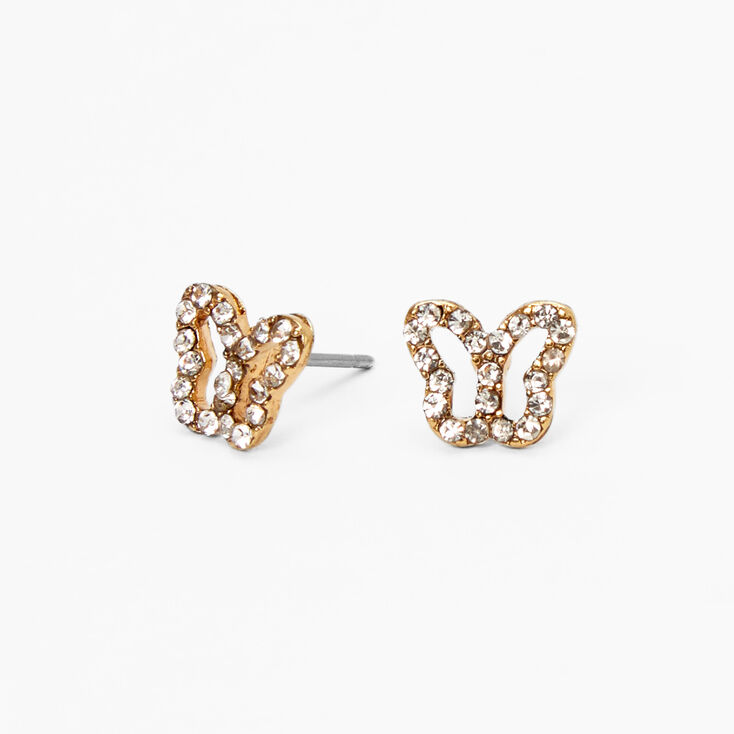 18kt Gold Plated Crystal Butterfly Stud Earrings,