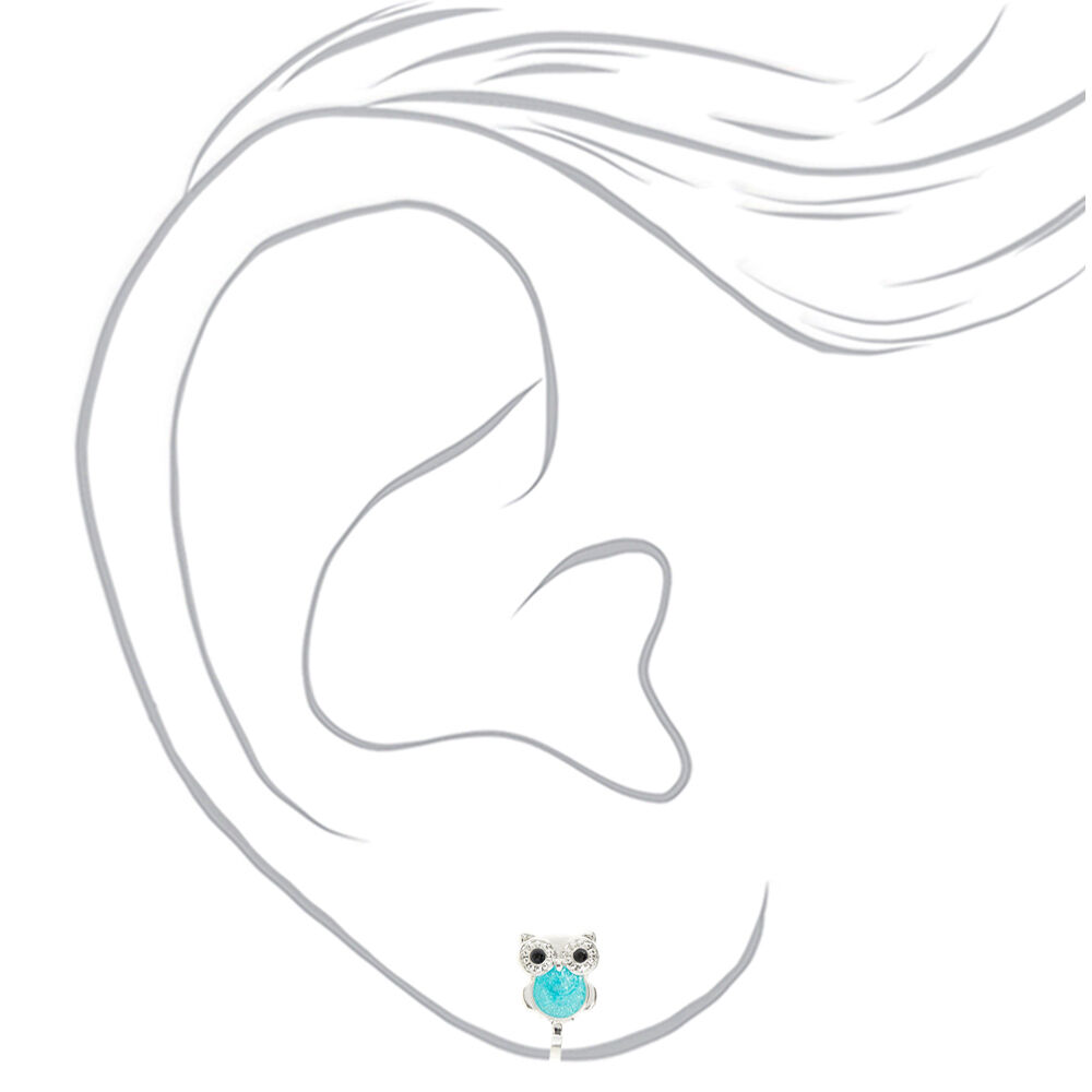 Silver Pastel Owl Clip On Earrings - 3 Pack,