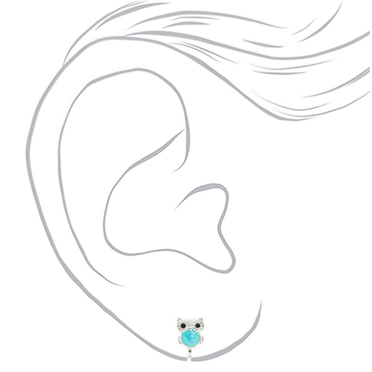 Boucles d&#39;oreille &agrave; clip chouette pastel couleur argent&eacute; - Lot de 3,