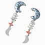 Crescent Moon Pearl Drop Earrings,