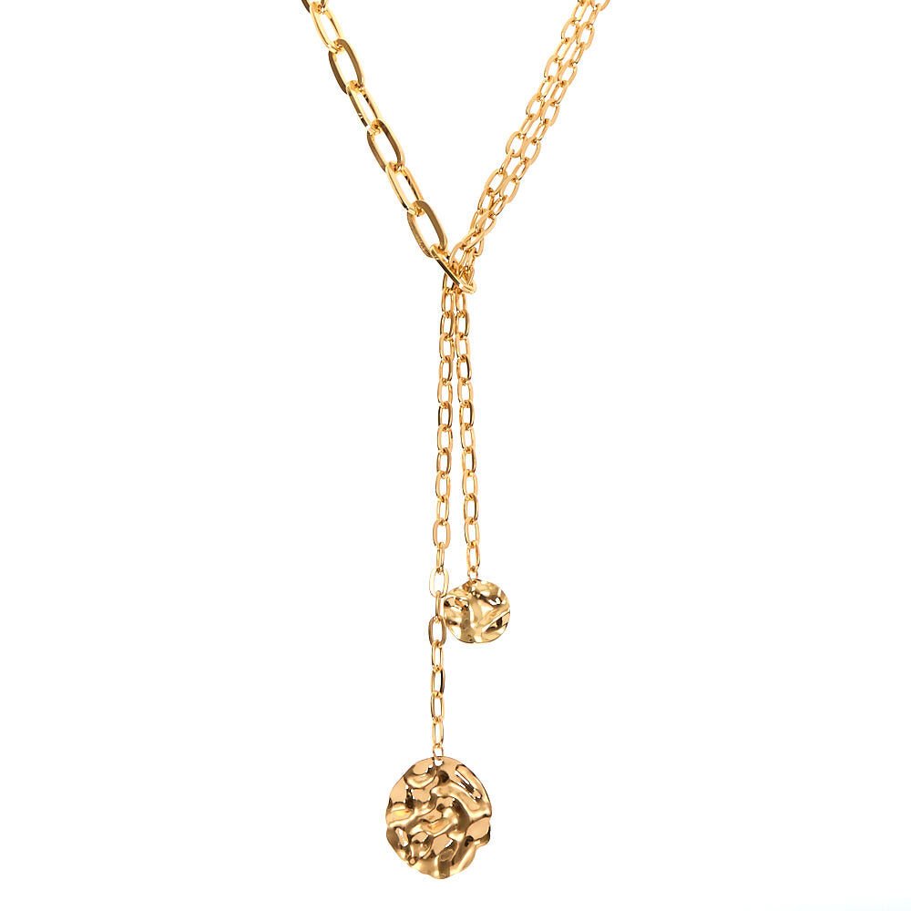 Gold Chunky Chain Long Y-Neck Pendant Necklace,