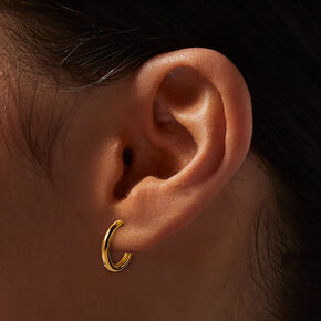 Gold-tone Stainless Steel Hoop Earrings - 2 Pack,