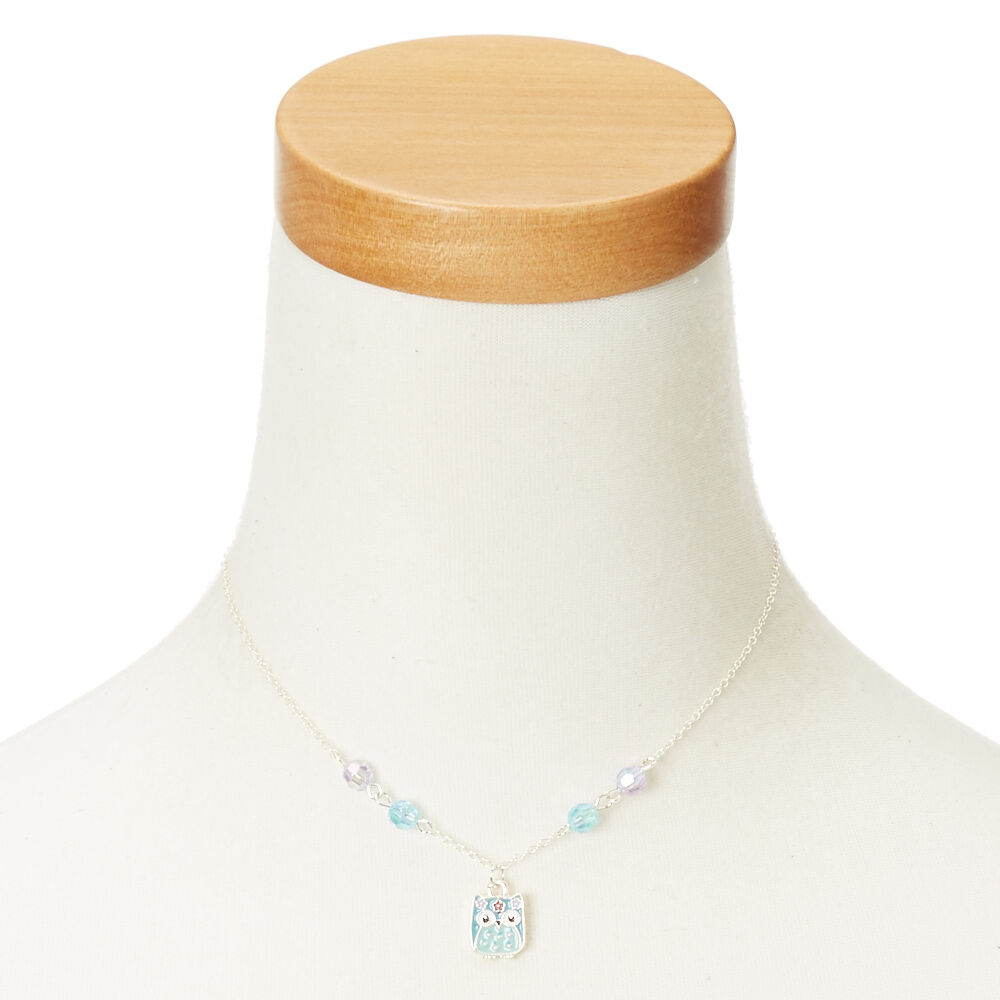 Parure de bijoux à pendentif chouette violette et bleue du Claire's Club,