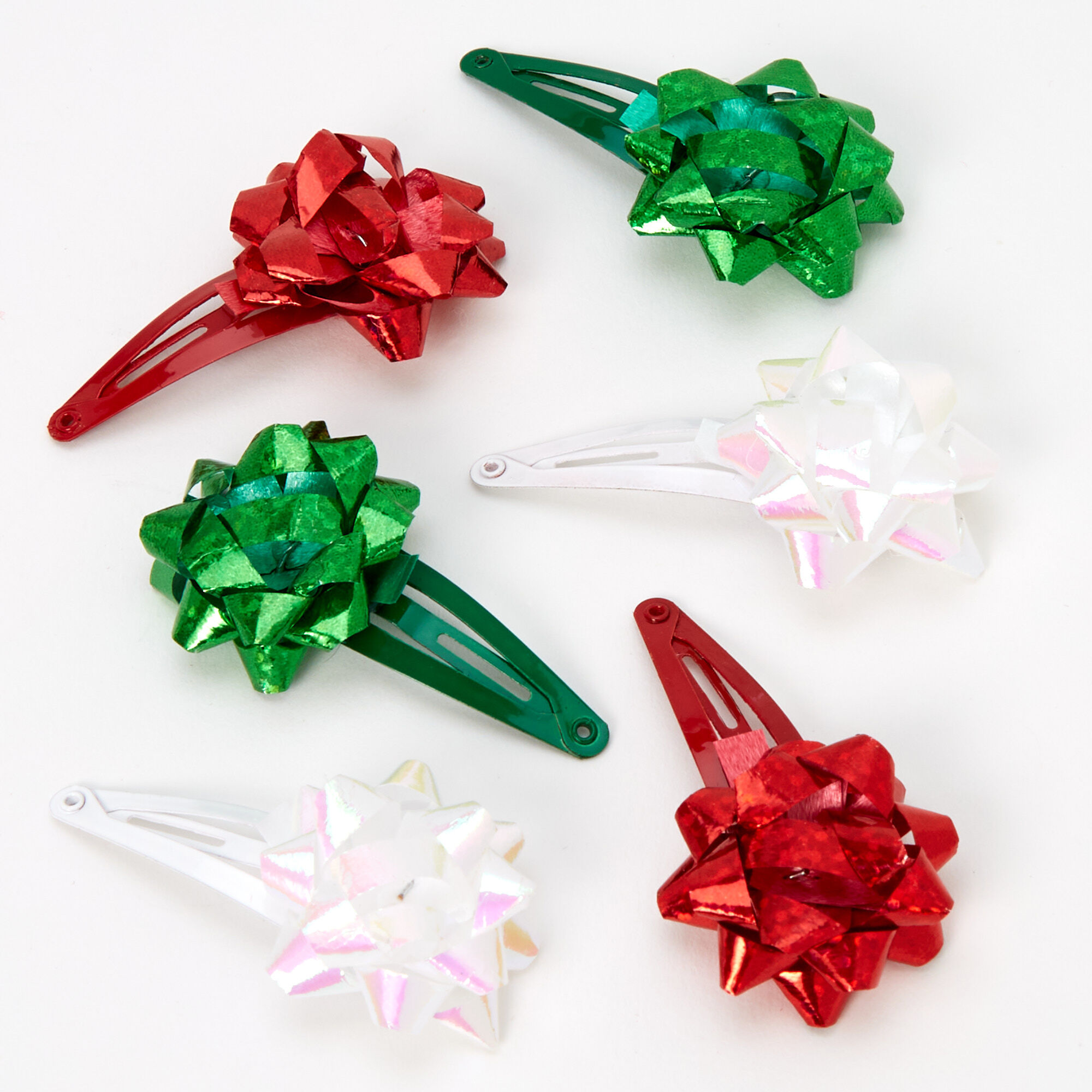 Christmas Gift Bow Snap Hair Clips - 6 Pack,