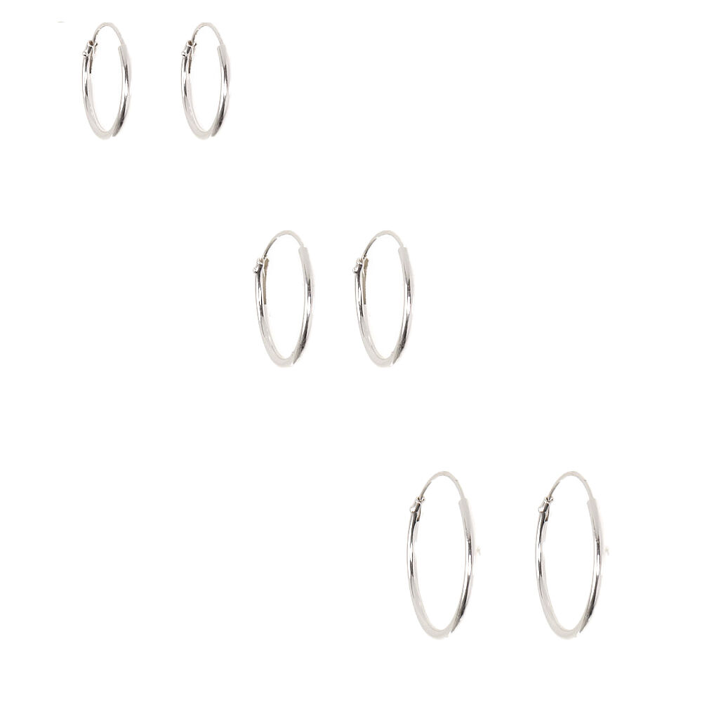 3 pack sterling silver hoop deals earrings