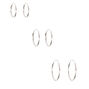 C LUXE by Claire&#39;s Sterling Silver Graduated Sleek Hoop Earrings - 3 Pack,