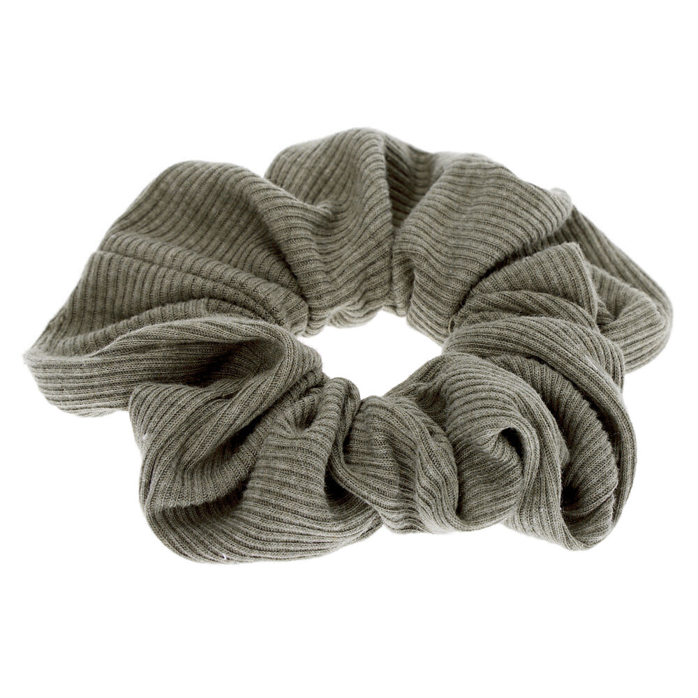 Medium Ribbed Hair Scrunchie - Olive Green,