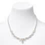Silver Rhinestone Leaf Choker Necklace,