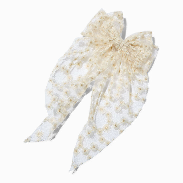 Ivory Daisy Lace Hair Bow Clip,