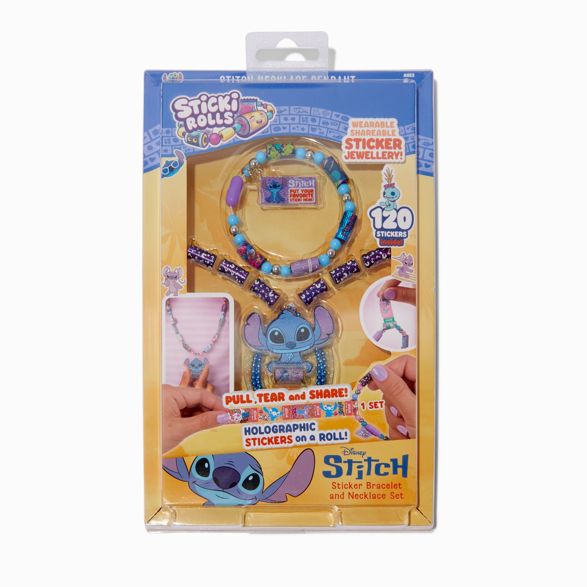 Sticki Rolls™ x Disney Stitch Sticker Bracelet & Necklace Kit - Styles Vary,