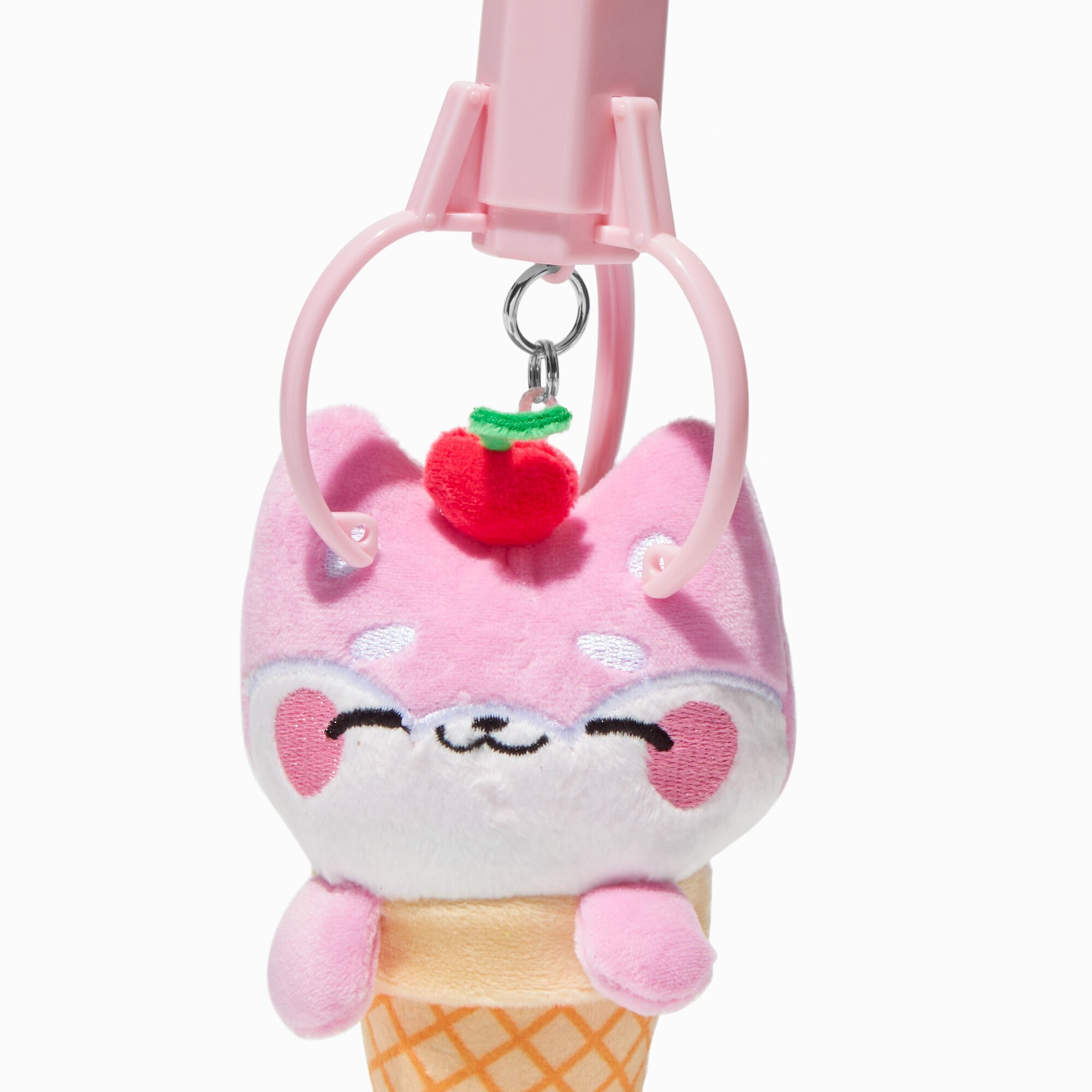 Plush Ice Cream Dog Claw Machine Keychain,