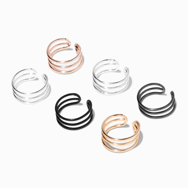 Mixed Metal Wire Ear Cuffs - 6 Pack,