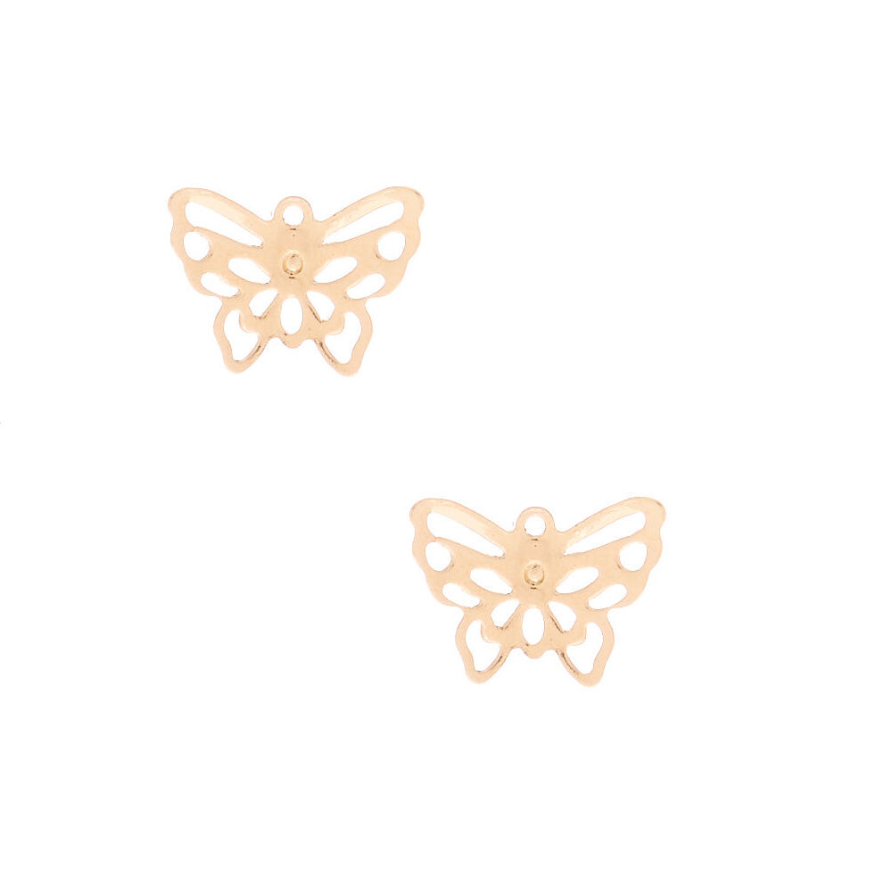 Gold Delicate Butterfly Stud Earrings,