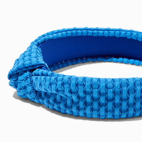 Waffle-Weave Knotted Headband - Cobalt Blue,