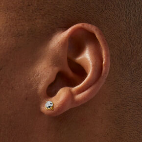 Clous d&rsquo;oreilles panier en zircon cubique 4&nbsp;mm acier inoxydable couleur dor&eacute;e,