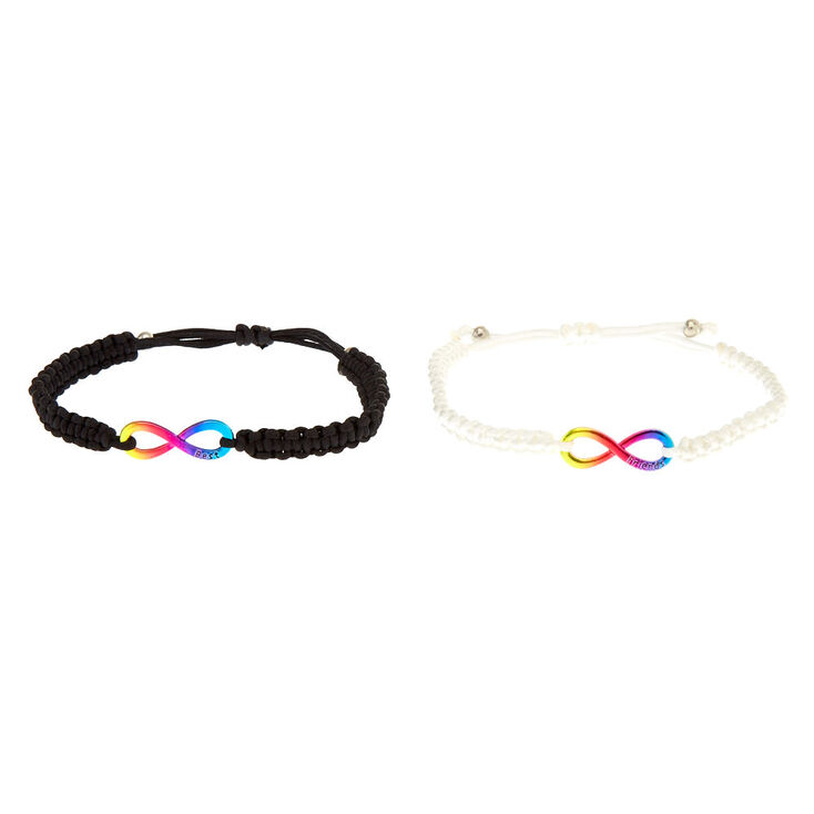 Rainbow Infinity Adjustable Friendship Bracelets - 2 Pack,