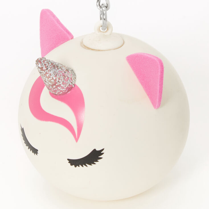 Pink &amp; White Unicorn Stress Ball Keyring,