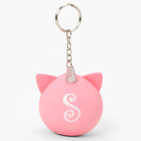 Initial Unicorn Stress Ball Keychain - Pink, S,