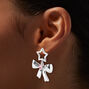 Silver-tone Bow, Pink Heart &amp; Star Drop  Earrings,