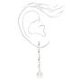 Silver 2&quot; Crystal and Pearl Linear Drop Earrings,