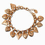 Gold-tone Mixed Heart Charm Bracelet ,